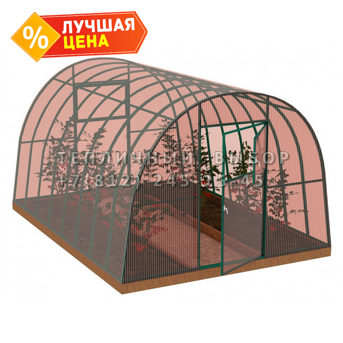 Теплица из поликарбоната-фито Усиленная Арочная 3х4 h=2.1 м профиль 30х30 мм Зеленый